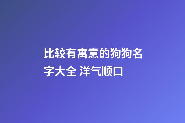 比较有寓意的狗狗名字大全 洋气顺口